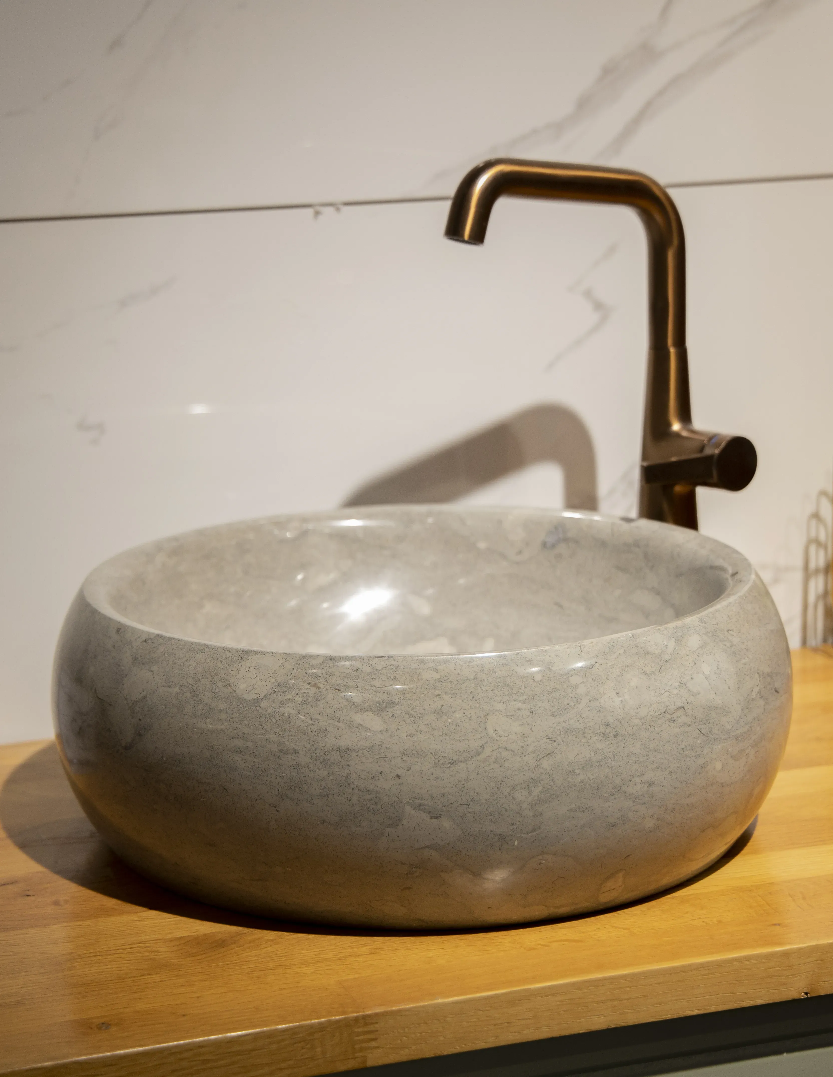 Honed Smooth Round Stone Vessel Sink