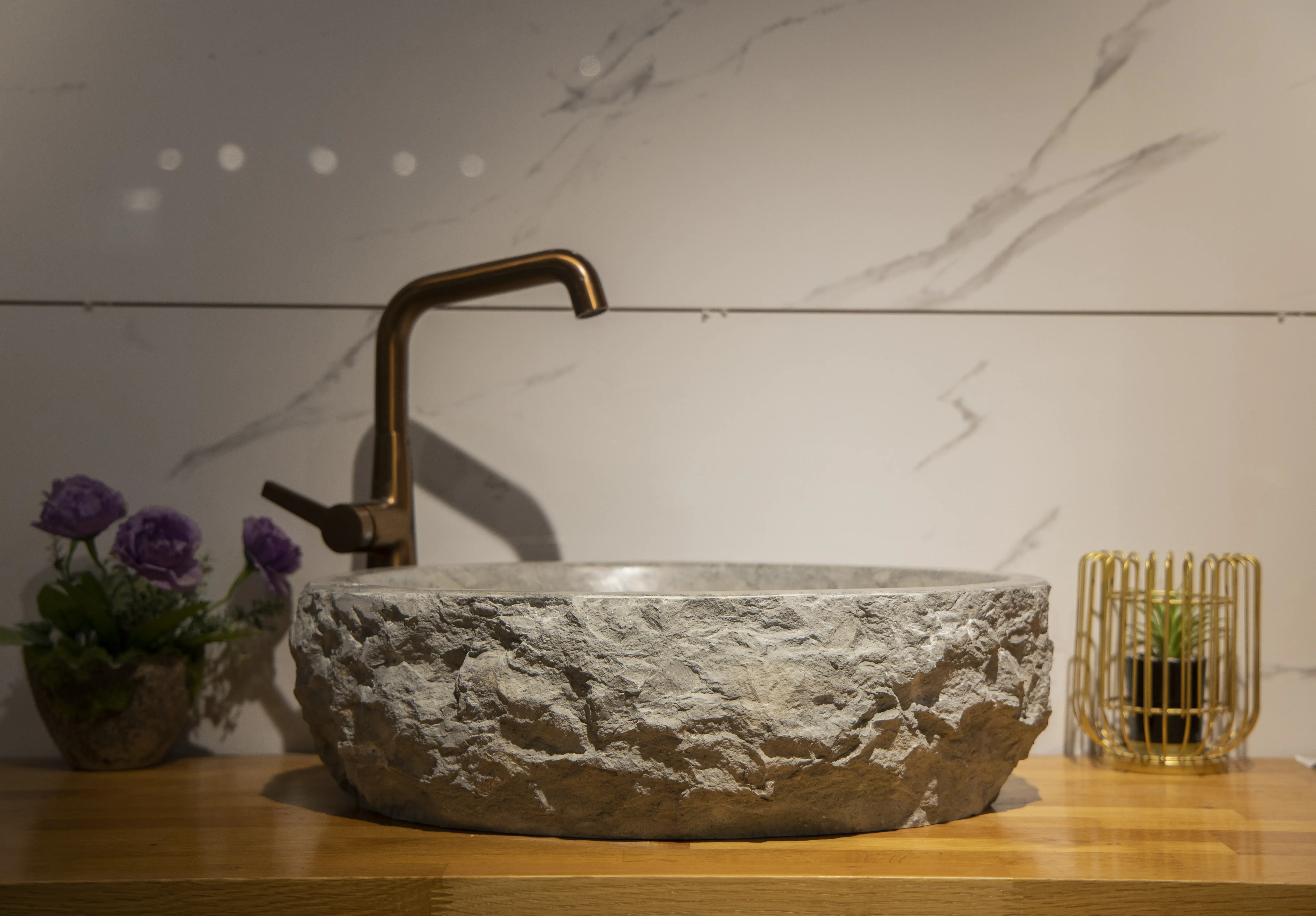 Chiseled Oval Natural Stone Vessel Sink